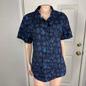 Wildfang Womens Essential Button Shirt Large Blouse Hawaiian Cactus Flower U3-28